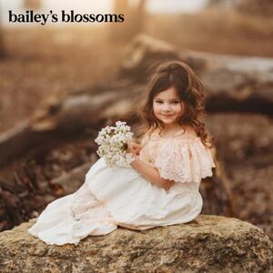 Bailey’s Blossom Clara Cotton Lace Flutter Maxi Dress- Vanilla Cream